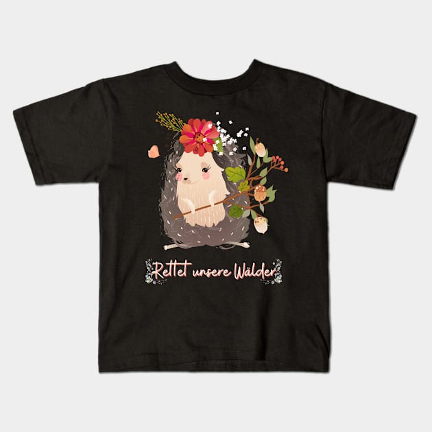 Igel Wald Retten Prinzessin Blumen Süß Kids T-Shirt by Maggini Art